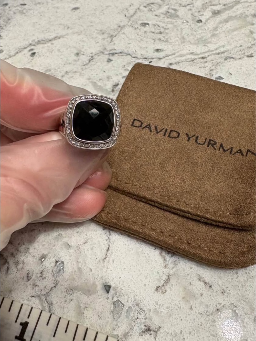 David Yurman Albion Black Onyx & Pavé Diamond Halo with Sterling Silver